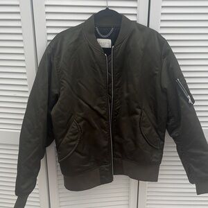Sandro Women's Dark Green Bomber Jacket Size XL